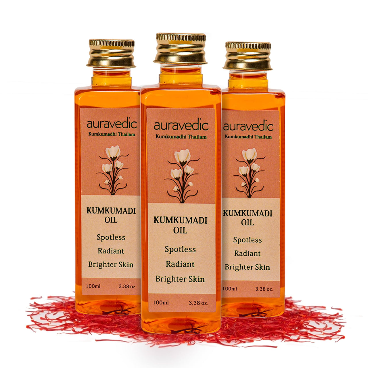 Auravedic Kumkumadi tailam for face Kumkumadi face oil for glowing skin 100 ml pack of 3 Kumkumadi oil for face serum for women glowing skin pigmentation serum face body oil after bath for daily use