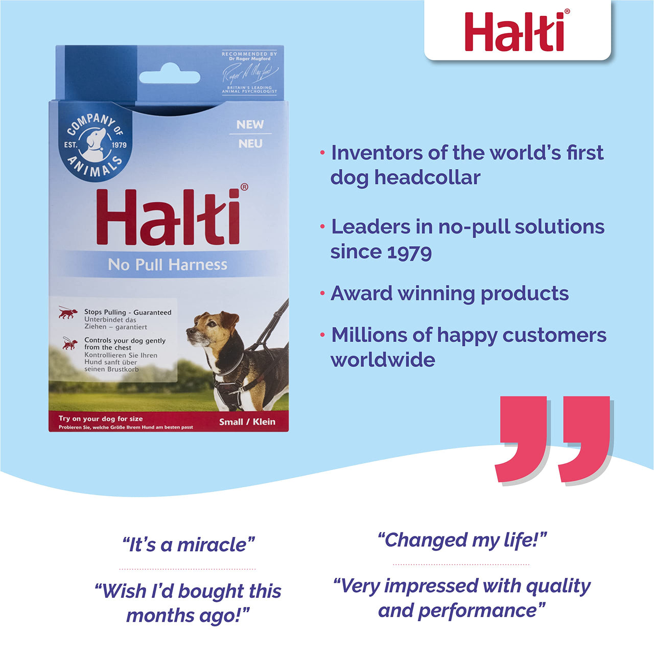 HALTI No Pull Harness - To Stop Your Dog Pulling on the Leash. Adjustable, Lightweight and Easy to Use. Reflective Dog Training Harness for Small Dogs (Size S)