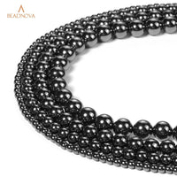 BEADNOVA Natural Hematite Beads Natural Crystal Beads Stone Gemstone Round Loose Energy Healing Beads with Free Crystal Stretch Cord for Jewelry Making (10mm, 36-38pcs) 10mm 23) Hematite Round Beads