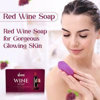 VCare Red Wine Bathing Bar/Soap for Body, Hand, Face 100 gm - Helps to Reduce Fine Lines and Wrinkles for Men and Women (Pack of 10)