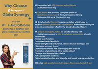 Trexgenics GLUTA SYNERGY L-Glutathione 500 mg + Glutathione Precursors 750 mg as N-Acetyl Cysteine, Glycine & Glutamine + Vitamin C Skin Glow, Radiance (2 Pack x 15 =30 Effervescent Tablets , Orange flavour