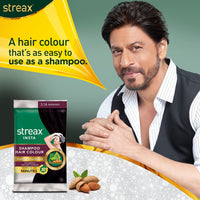 Streax Insta Shampoo Hair Colour for Men & Women, Burgundy, 18ml (Pack of 8) | Enriched with Almond Oil & Noni Extracts | Long-Lasting Instant Colour