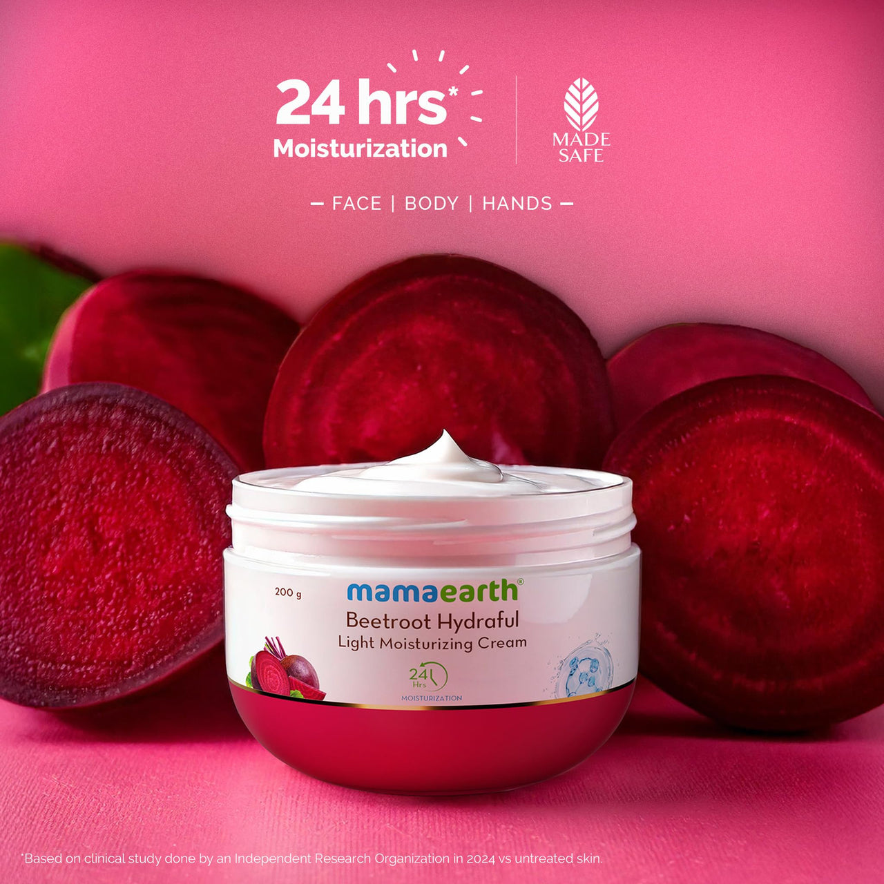 Mamaearth Beetroot Hydraful Light Moisturizing Cream With Beetroot & Hyaluronic Acid|For Hydrated Pink Glow|For Face, Hand & Body|24H Moisturization|Quick Absorbing|Non-Greasy|Soft Moisturizer|200 G