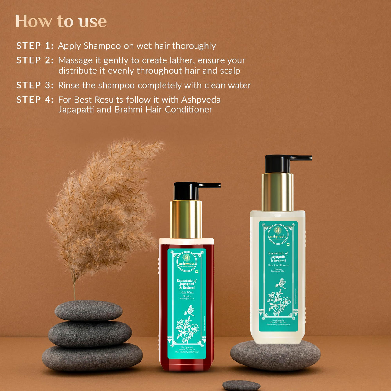 Ashpveda Ayurvedic Hair Wash Shampoo With Japapatti & Brahmi for Repairing Damaged and Dry Hair (30 ml)