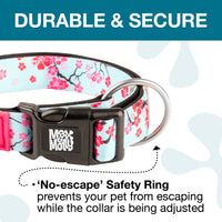 Max & Molly Soft Padded Neoprene Dog Collar w/Smart ID Gotcha! QR Pet Safety Tag, Durable, Waterproof, Anti-Stink, Machine Washable Collar for Dogs, Cherry Bloom Design, S