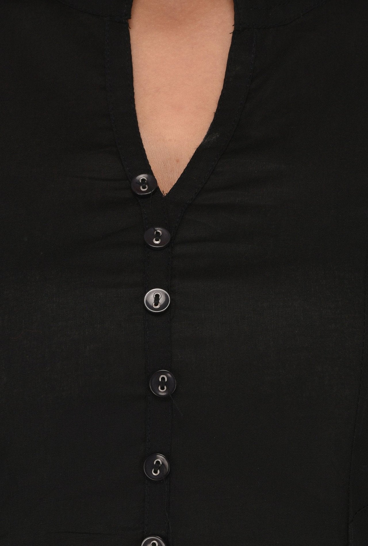 Pistaa's  Women's  Best Cotton Comfort Black Short Kurti with Fold up Sleeves