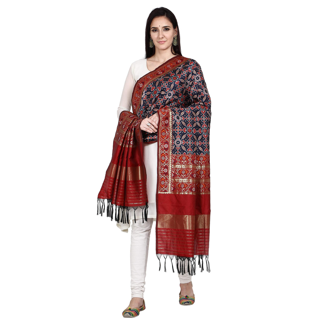 KAPAAHA Women's  Woven Silk Blend Patola Dupatta/Chunni