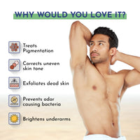 Mannlich Underarm Roll-On for Men, 2% Kojic & Salicylic Acid, Lactic Acid, Alpha Arbutin, 4% AHA & BHA | Brightens Skin, Reduces Pigmentation, Exfoliates & Prevents Body Odor | Alcohol & Aluminum Free, Dermatologically Tested- 50ml