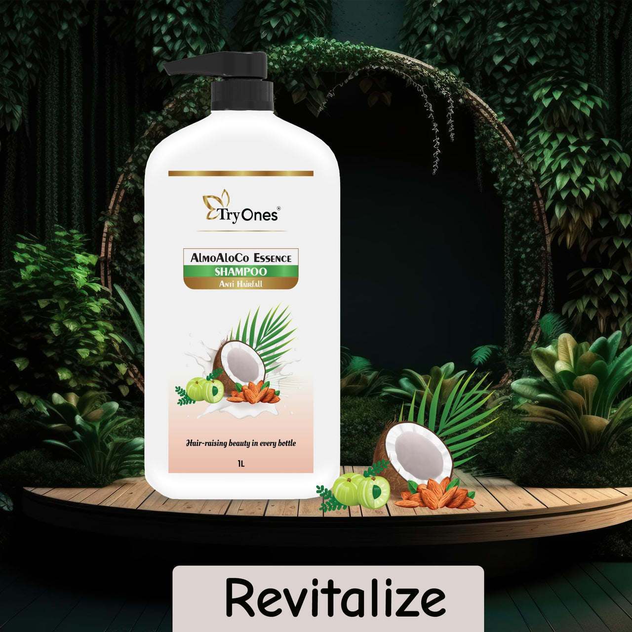 TryOnes Naturals Anti-Hairfall Shampoo | For Hairfall Control | With Coconut Milk, Badam and Amla |Gentle & Soft Shampoo For Men & Women |1000ml