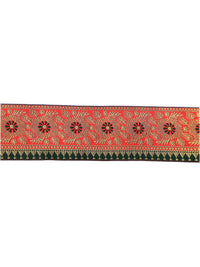 FRIJVEN Jacquard Woven Heavy Design Falls Lace Border for Saree, Kurti, Dress, Bandhani, Lehenga, Decorative Ribbon - 7 cm Width (9 Meter, Red + Green)