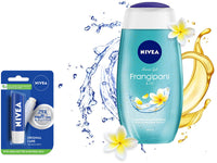 NIVEA Body Wash, Frangipani & Oil Shower Gel, Pampering Care with Refreshing Scent of Frangipani Flower, 250 ml & NIVEA Lip Balm, Original Care, 4.8g