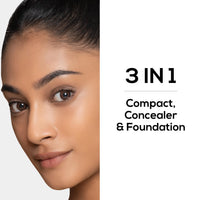 RENEE Pro Hd 3-In-1 Compact-Miel,Works As Compact Powder,Concealer&Foundation For All Skin Types,Spf 20,Matte Finish,High Coverage,Ultralight&Silky Smooth Finish With Vitamin E,C&Aloe Vera,9 Gm,Beige