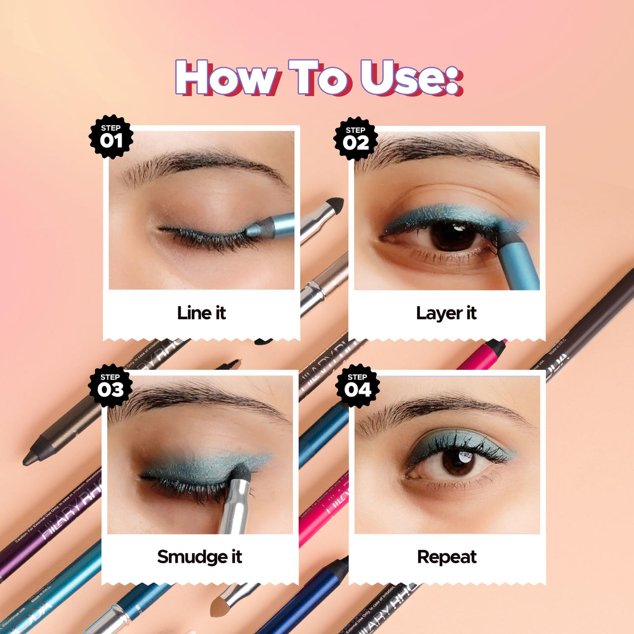Hilary Rhoda Play n Blend Gel Eyeliner | One Stroke Application | Highly Pigmented | Matte & Shimmer Finish | 2 in 1 Smudger + Eyeliner | Butter Smooth Texture | 1.5g - (Dark Blue Topaz | Shade 05)