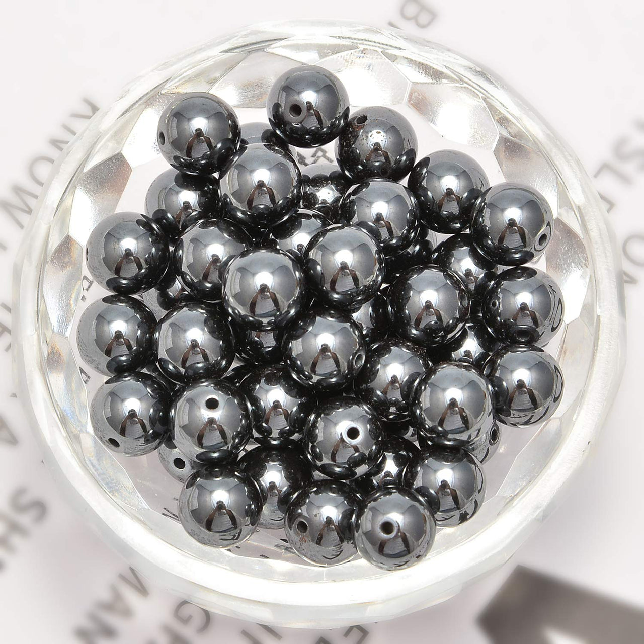 200PCS 8mm Black Hematite Gemstone Loose Beads Well Polished Round Crystal Energy Stone Healing Power for Jewelry Making (Black Hematite, 8mm 200Beads)