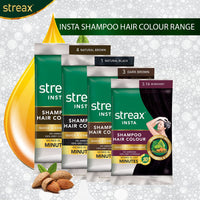 Streax Insta Shampoo Hair Colour for Men & Women, Burgundy, 18ml (Pack of 8) | Enriched with Almond Oil & Noni Extracts | Long-Lasting Instant Colour