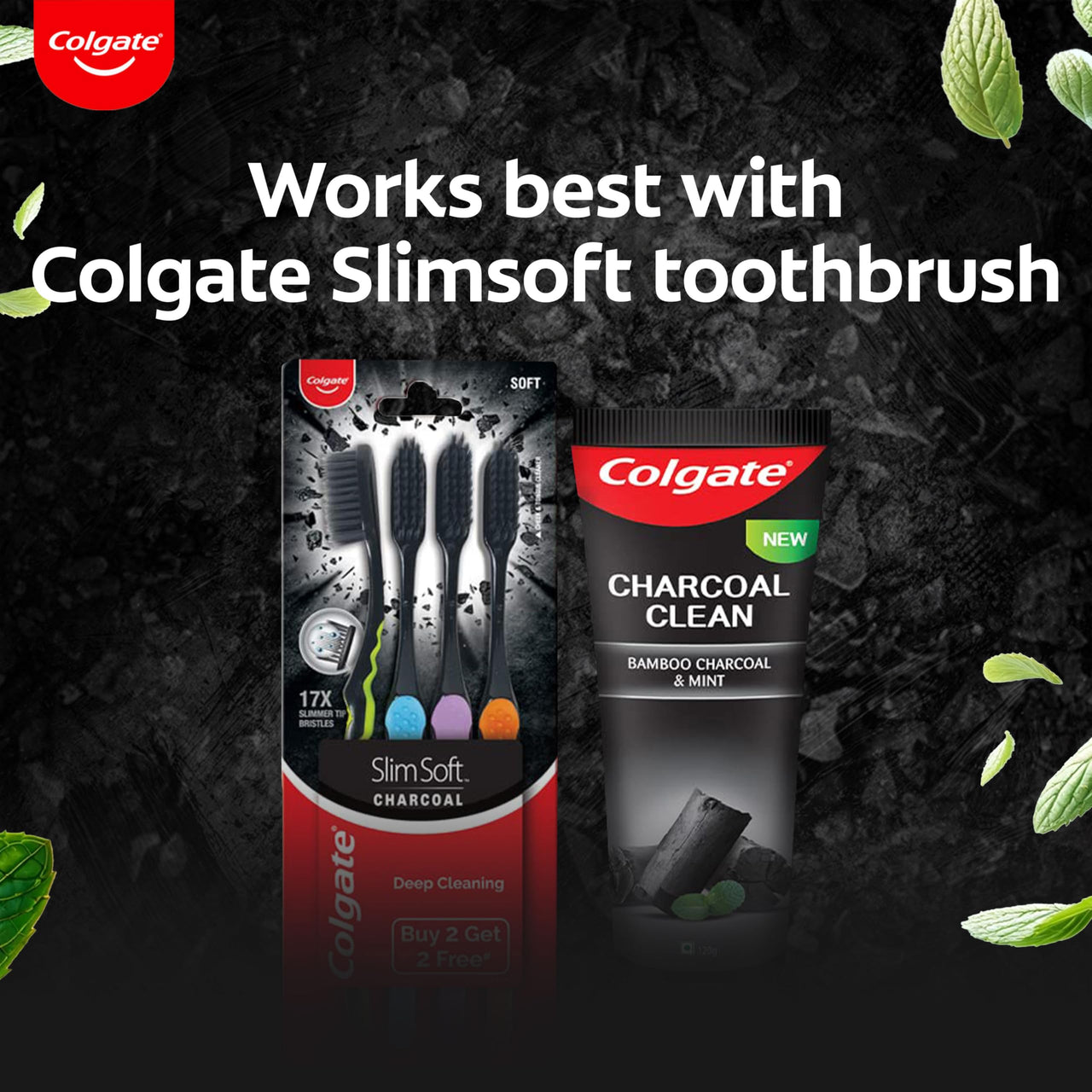 Colgate Charcoal Clean Black Gel Toothpaste, Pack of 480g (120g X 4) Deep Clean Toothpaste With Bamboo Charcoal & Wintergreen Mint For Plaque Removal & Tingling Fresh Mouth Experience