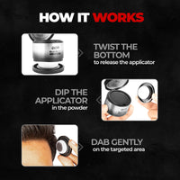 Beardo Blackout Hair Powder 4g - Black | Root Touch Up for Grey Hair | Instantly Covers Grey Roots, Beard Patches & Bald Spots | Thick Black Fiber Hairline Powder | Highly Pigmented, Long-Lasting & Matte Finish | Super-Fine Cover-up