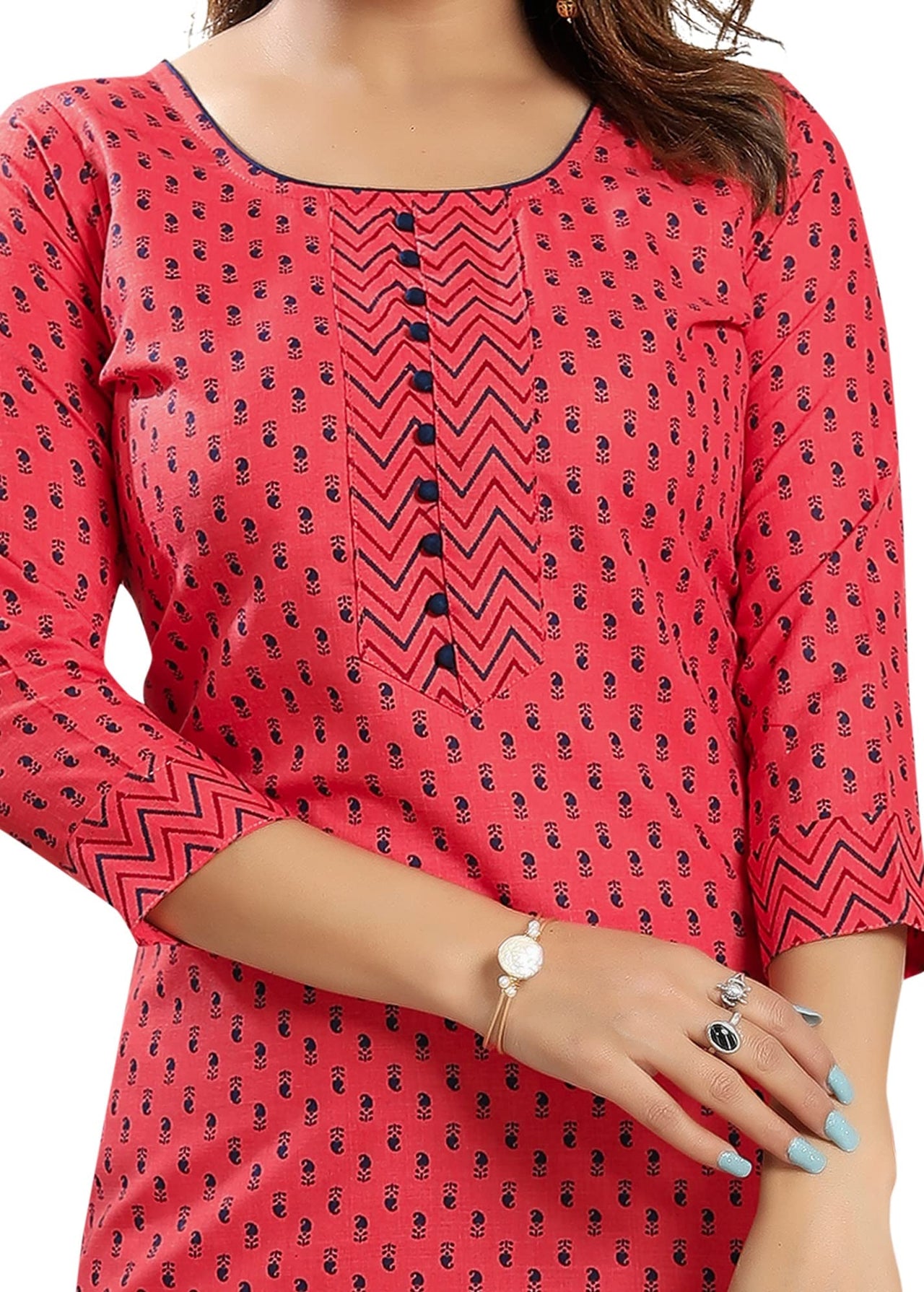 DREAM & DZIRE Women Printed Staight Cotton Kurti.
