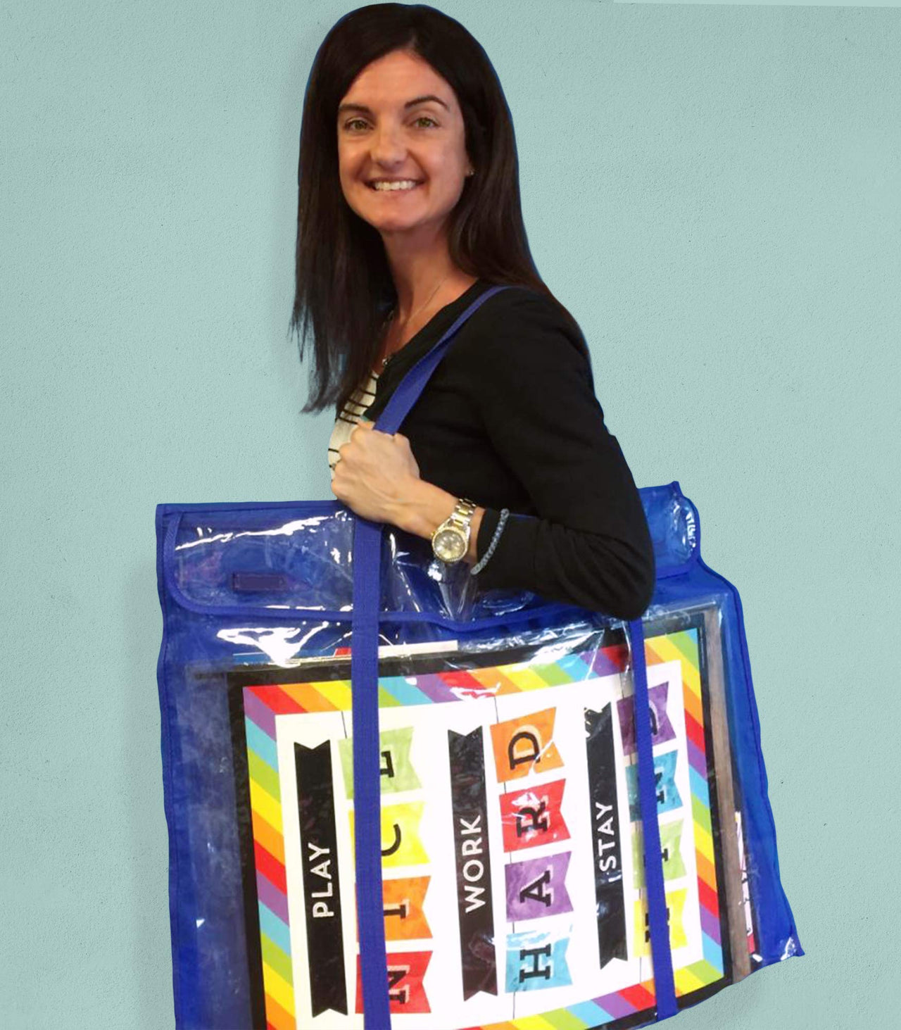 Carson Dellosa Deluxe Bulletin Board Storage Bag Pocket Chart, (24" x 30") Bulletin Board Holder, Large Organizer for Bulletin Boards, Charts, Calendars, Posters, Wall Art, and More Deluxe Border