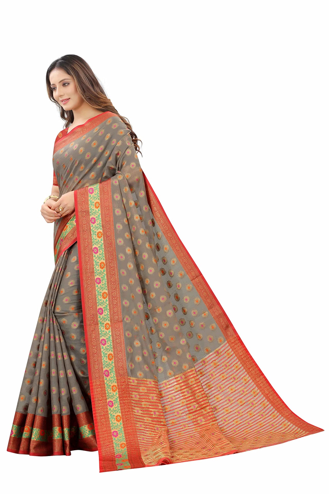 Silk Zone Women's  Cotton Woven Saree
