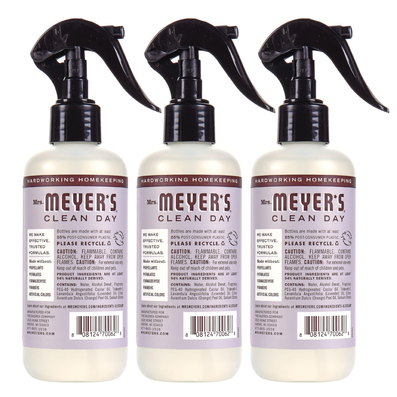 MRS. MEYER's CLEAN DAY Room and Air Freshener Spray, Non-Aerosol Spray Bottle Infused with Essential Oils, Lemon Verbena, 8 fl. oz - Pack of 3 8 Fl Oz (Pack of 3)