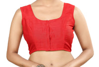 Madhu Fashion Womens Poly Raw Silk Embroidered Sleeveless Readymade Saree