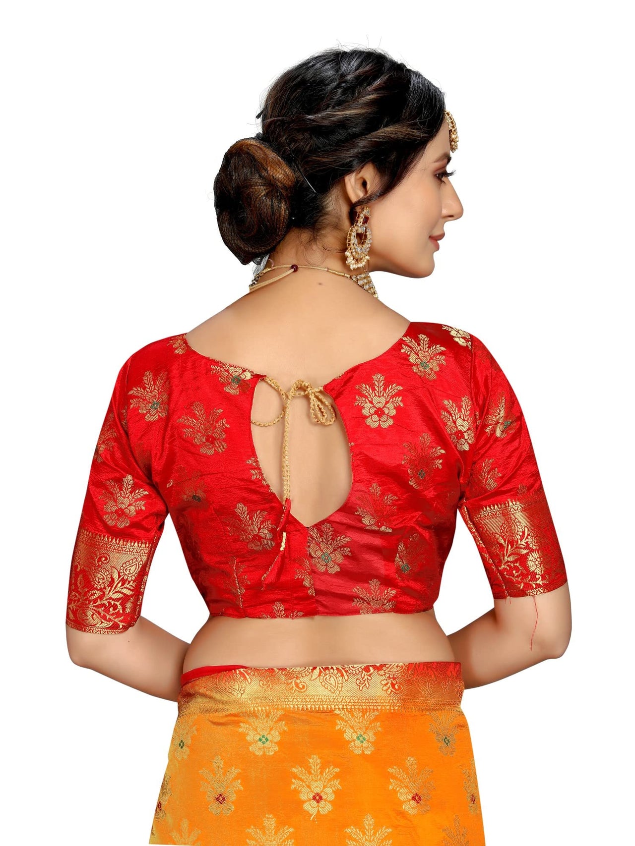 C J Enterprise Women's  Pure Kanchipuram Silk Sarees For Wedding With Un-Stitched Blouse Piece (D11 paithani)