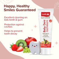 LuvLap Naturals 100% Natural Baby Toothpaste 100g, Bubble Fruit Flavour, SLS & Fluoride Free Kids Toothpaste, Removes Plaque, Prevents Bacteria, Ensures White Teeth, Neutral pH, 12M+(Pack of 2)