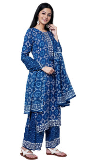 rytras Women's  Straight Rayon Kurti with Palazzos and Dupatta Set