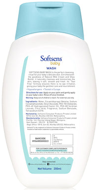 Sotftsens Baby TEAR FREE Baby Wash with natural milk cream & shea butter 200ml (Pack of 1)