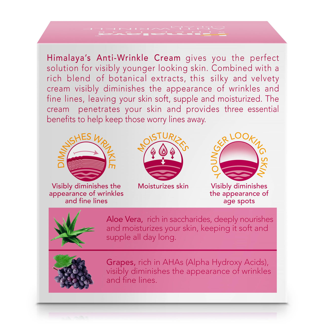 Himalaya Anti-Wrinkle Cream For Men/Women With Aloevera & Grapes | Reduce Wrinkles, Fine Lines & Age Spots | Clinically Tested Aha-Rich Formula | No Alcohol-No Parabens | For Normal To Dry Skin| 50G