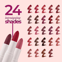 Juice Kiss Sensation Lipstick with Goodness of Bio Retinol & UV Protection, Pack of 6 (Red Rebel - M01, Red Carpet - M02, Browned - M17, Crème Brulee - M18, Balmy Brown - M19, Chocoholic - M20)