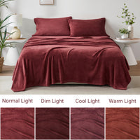 Sleep Philosophy True North Fleece Sheet Set Full, Solid Color, Warm & Plush Sheets Soft Fleece Bedding Full Size Sheets, Fitted Pocket Fits Up to 16