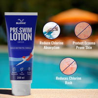 SLOVIC Pre Swim Lotion for Kids 200ml - Apply Before Swimming | Body Lotion | Swimming Cream for Chlorine Protection | Swimmers Waterproof Pool Cream | Upto 80 mins of Water Resistance