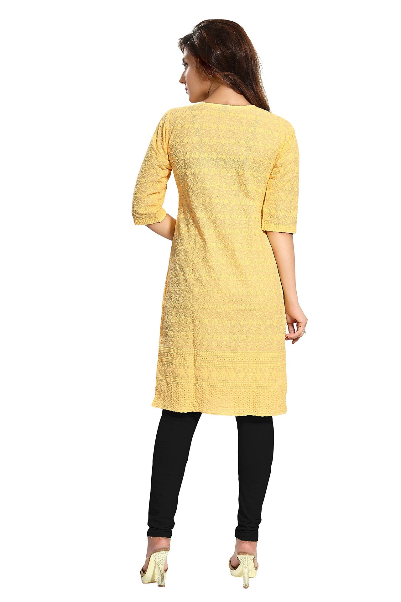 QUEEN SHIELD Women's  Formal & Casual Cotton Chikan-Kari Kurta (4444.)