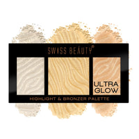Swiss Beauty Ultraglow Highlighter & Bronzer Palette for Face Makeup | Lightweight, Easily Blendable |Shade-01, 12g|