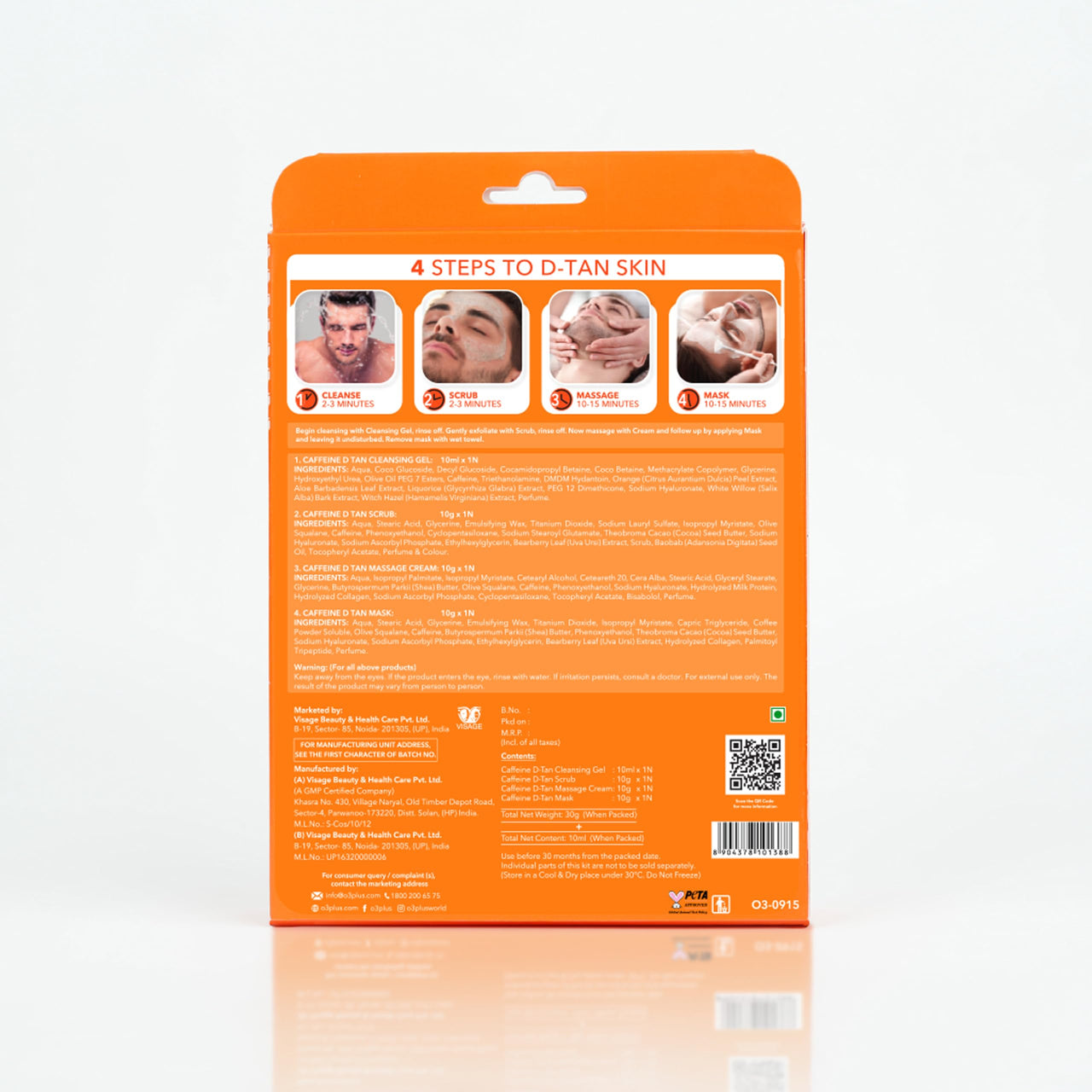 O3+ Caffeinated D-Tan Facial Kit for removing dirt toxins oil and sweat single session for All Skin Types 40 GM