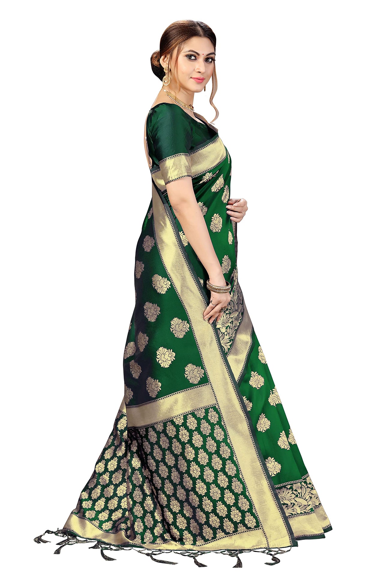 PANASH TRENDS Women's  Kanchipuram Banarasi Art Silk Saree with Blouse Piece