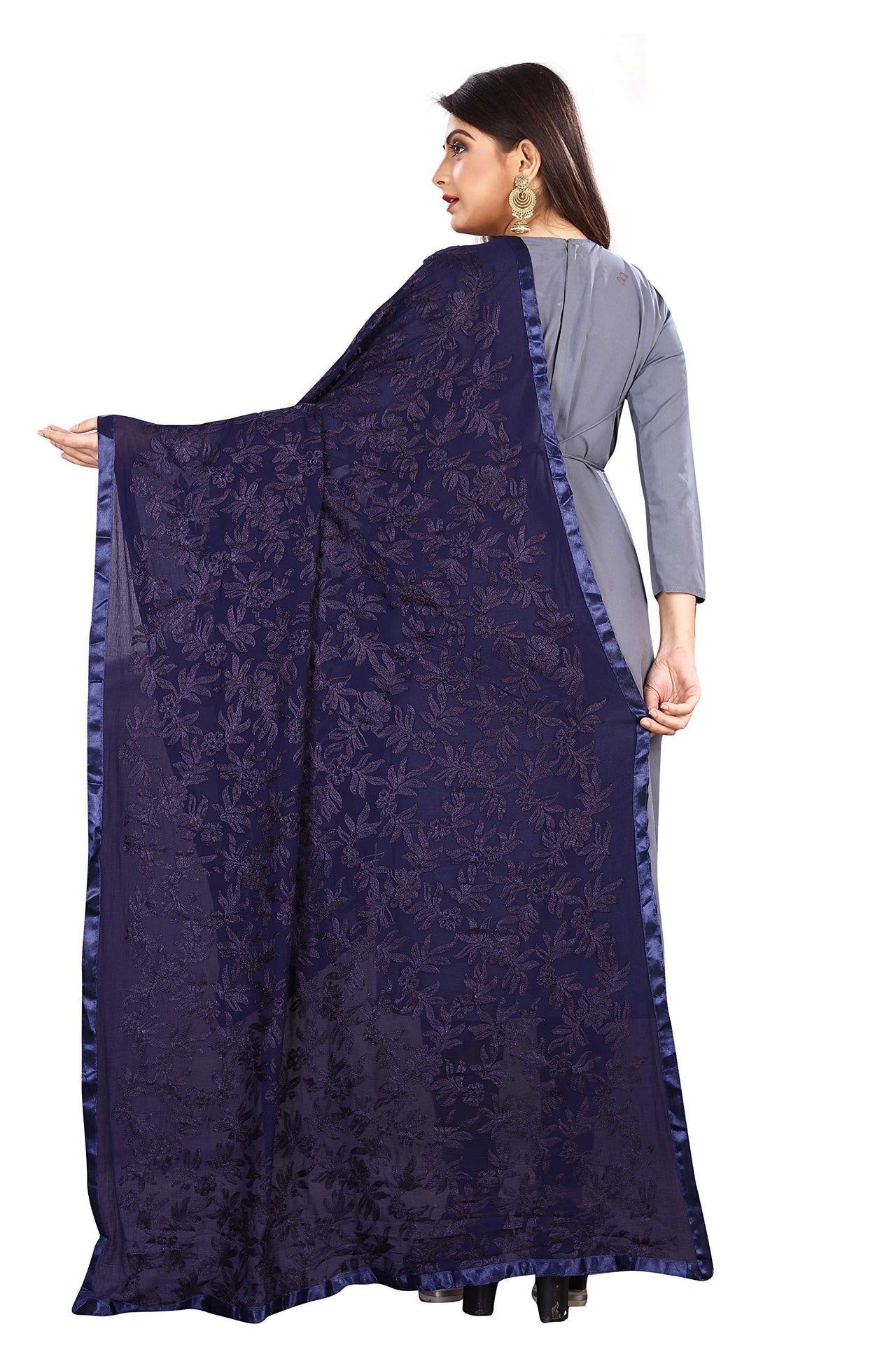 Akshar Llc Miss India Women's  Chiffon Dupatta With Goodembroidery Work