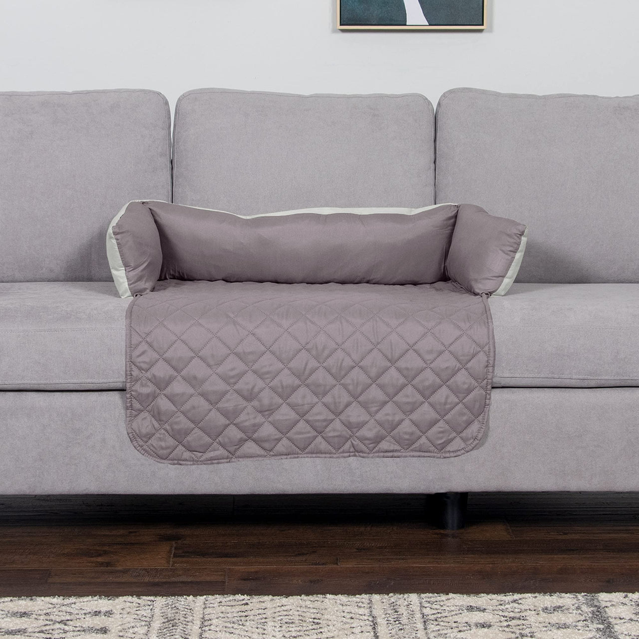 Furhaven Water-Resistant & Reversible 30" Wide Seat Cover Protector for Dogs & Cats, Perfect for Couches, Beds, & Car Seats - Sofa Buddy Bolster Seating Protector - Gray/Mist, Medium Sofa Buddy Gray & Mist 30" - Medium