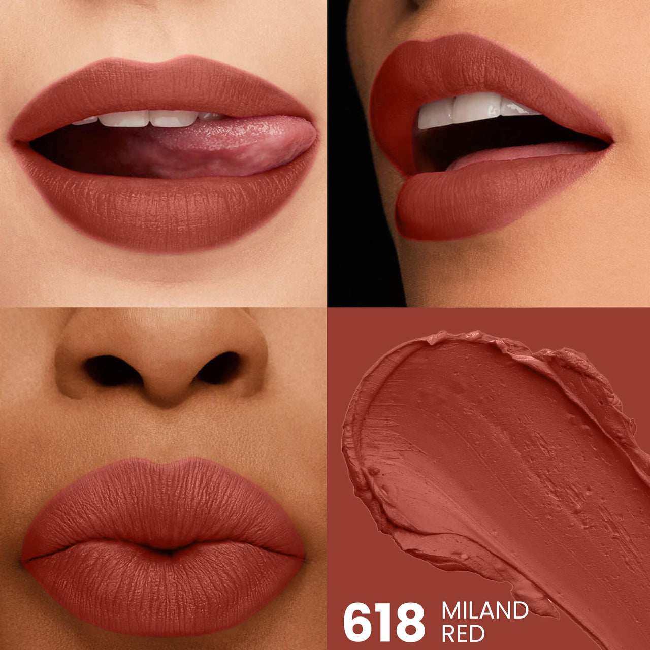 Seven Seas HD Intense Matte Lipstick | Non-Transfer | Lipstick For Women (618-Miland Red, 3.5G)