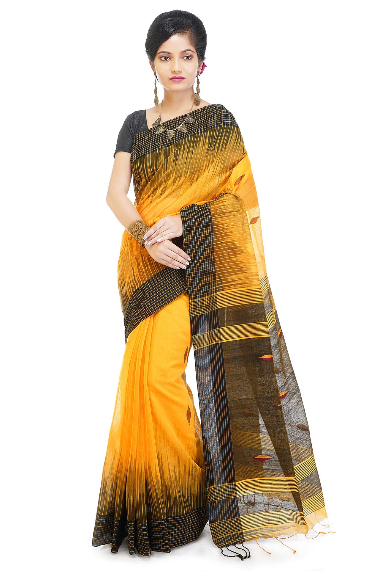 WoodenTant Women’s Ikkat Cotton Silk Saree