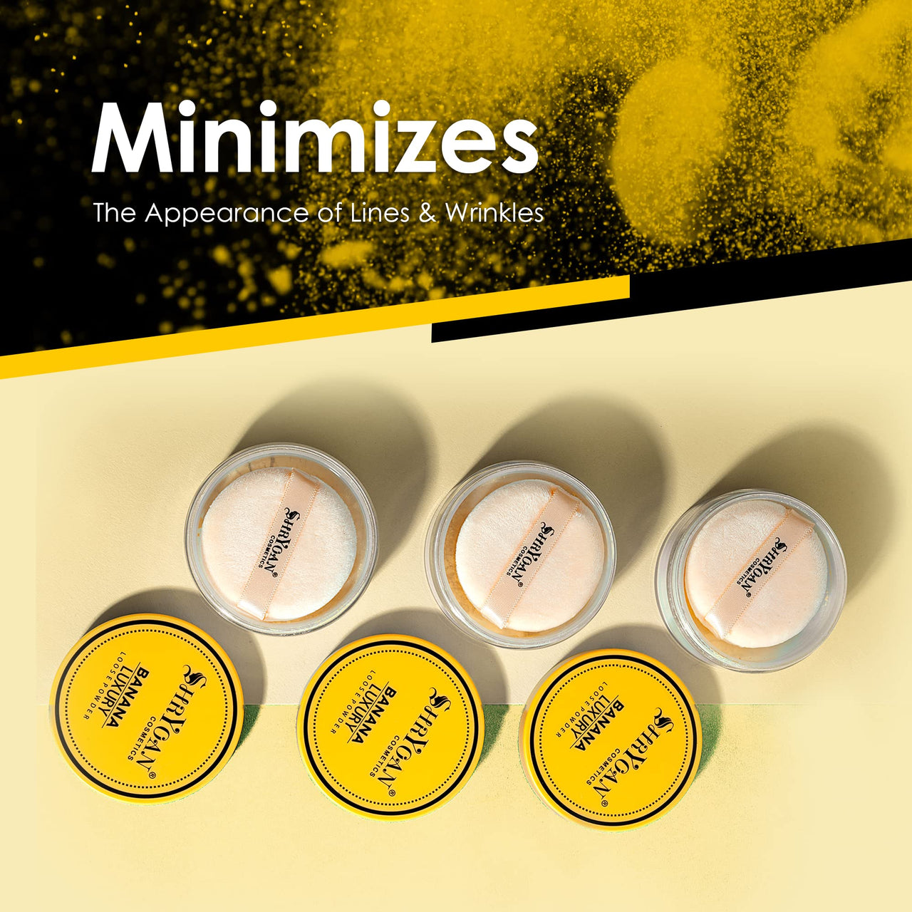 Shryoan Banana Luxury Loose Powder|Oil Control Banana Loose Powder | Make Up Setting Loose Powder| Long-lasting Coverage Reduces Shine (Pack of 2)