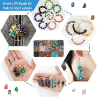 GangGangHao 1500+ Pcs Natural Chip Stone Beads About 500g Irregular Gemstones Healing Crystal Loose Rocks Bead Hole Drilled DIY for Bracelet Jewelry Making Crafting (5-8mm, 24 Color Mix)
