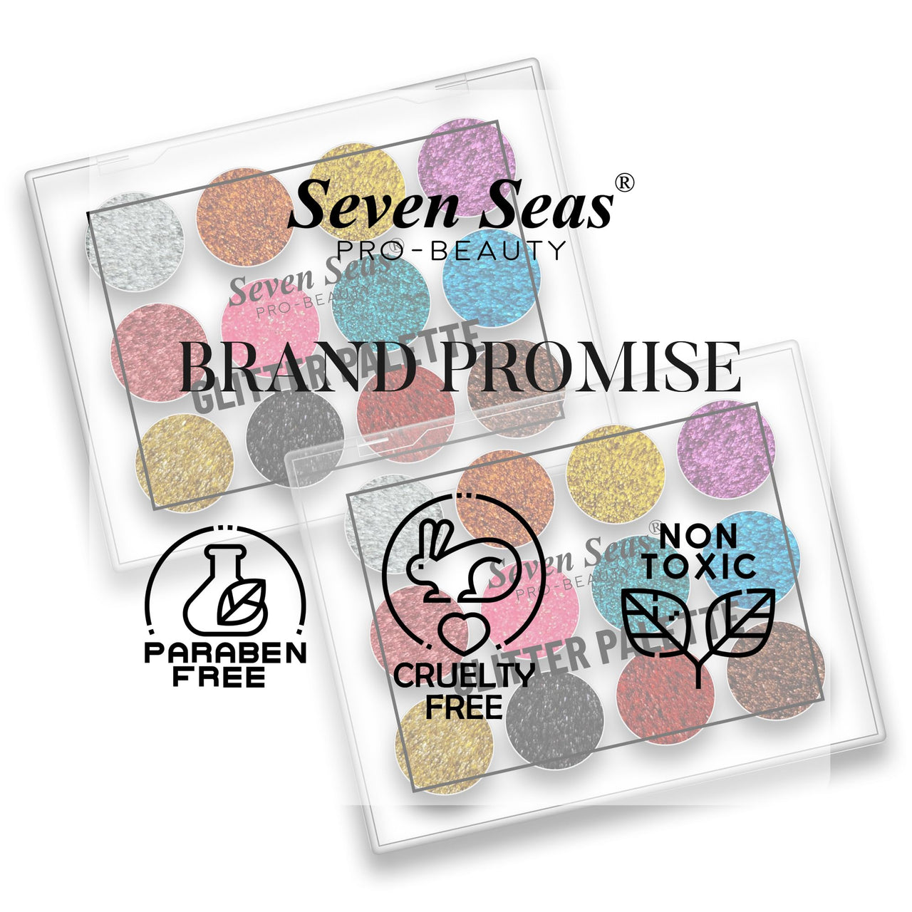 Seven Seas Glitter Eyeshadow Palette Shimmery Finish for Eye Makeup | Long Lasting | Highly Pigmented For Smokey Eye Palette (Natural)