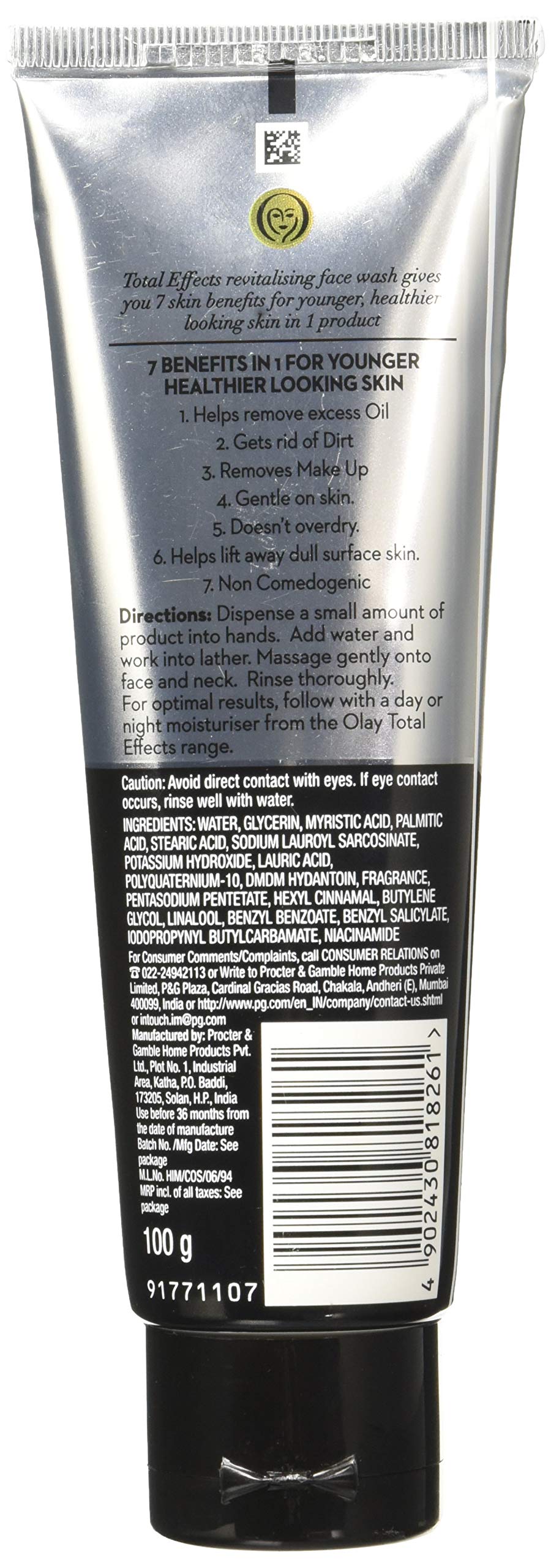 Olay Total Effects 7-In-1 Anti Aging Foaming Face Wash Cleanser, 100g