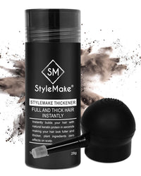 StyleMake Thickener Hair Fiber Dark Brown 28gm With Pump for Thin & Fine Hair | Thickening Fibre Spray for Men & Women | Loss Concealer | (Dark Brown Fiber + Applicator)