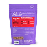 Halo Freeze Dried Raw Topper, Beef Protein Recipe, Freeze Dried Raw, Real Meat Topper, All Life Stages, 3.5-OZ Bag