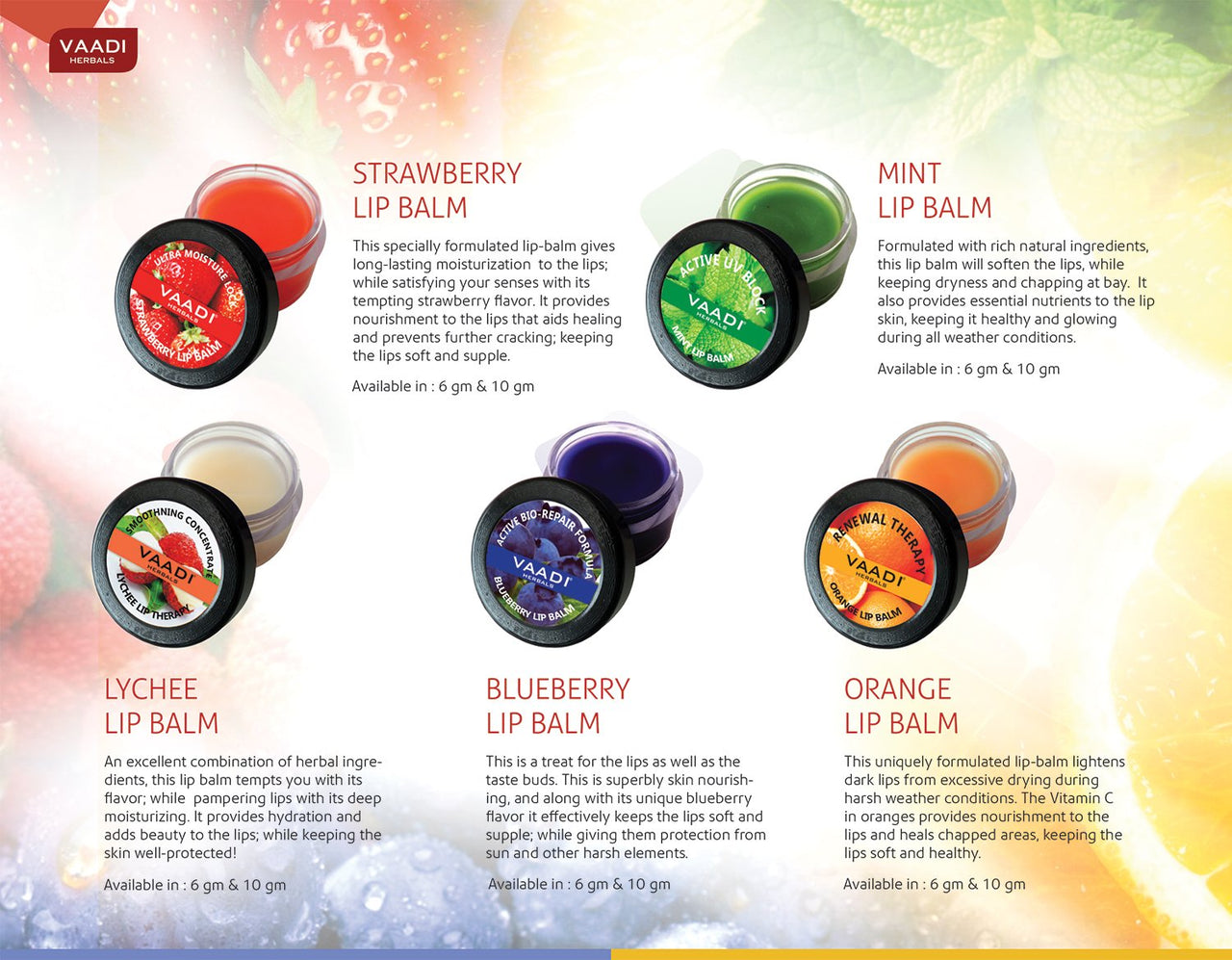 Vaadi Herbals Value Lip Balm, Mint, 4 x 10g