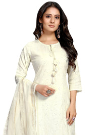 Rajnandini Women's  Pure Cambric Cotton Embroidered Kurta Set With Dupatta